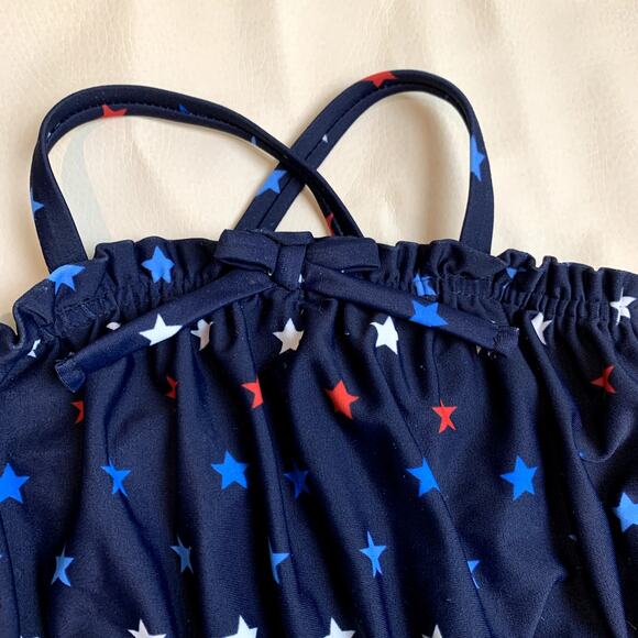 Baby Gap Blue Ruffle Star Print Peplum Swimsuit 4th July Baby Girl 12-18 Months - Picture 3 of 8